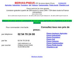 www.Bervas.com - Pneu BERVAS-PNEUS vpc de pneus depuis 30